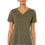 Bella + Canvas Womens CVC Short Sleeve V-Neck T-Shirt - Heather Olive Green