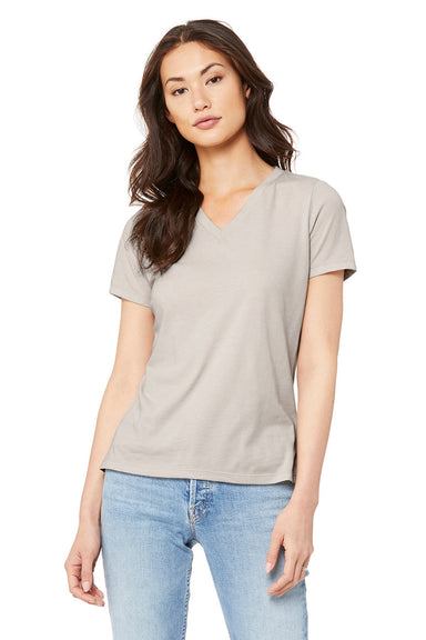 Bella + Canvas BC6405CVC Womens CVC Short Sleeve V-Neck T-Shirt Heather Dust Model Front
