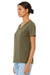 Bella + Canvas BC6405CVC Womens CVC Short Sleeve V-Neck T-Shirt Heather Olive Green Model 3Q