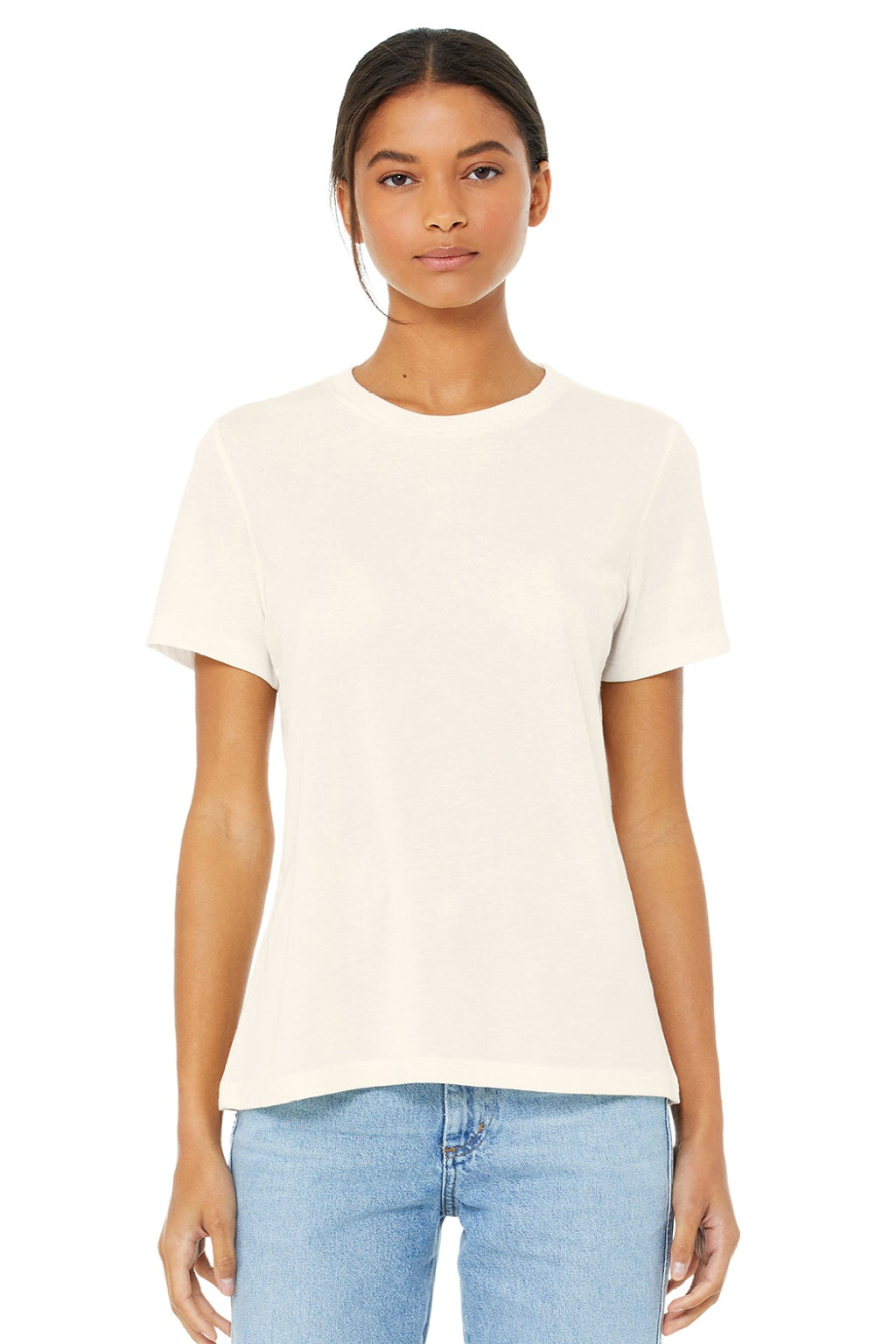 Bella + Canvas BC6413/6413 Womens Short Sleeve Crewneck T-Shirt Natural Model Front