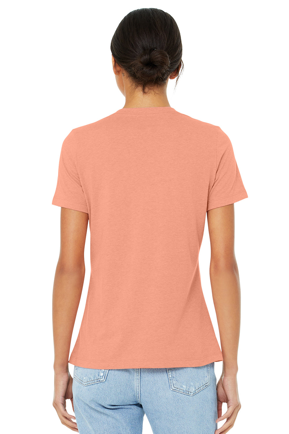 Bella + Canvas BC6413 Womens Short Sleeve Crewneck T-Shirt Sunset Orange Model Back
