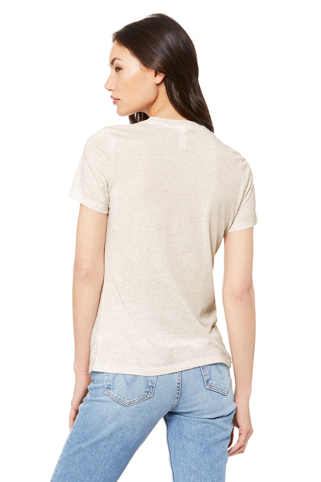 Bella + Canvas BC6413/6413 Womens Short Sleeve Crewneck T-Shirt Oatmeal Model Back