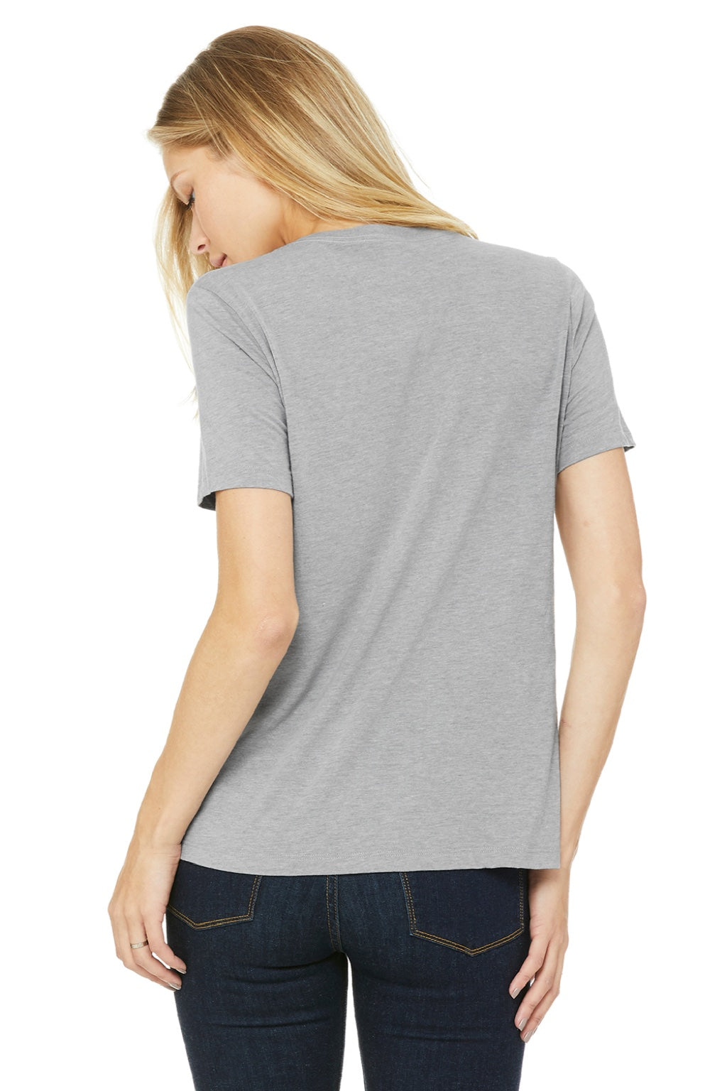 Bella + Canvas BC6413/6413 Womens Short Sleeve Crewneck T-Shirt Athletic Grey Model Back