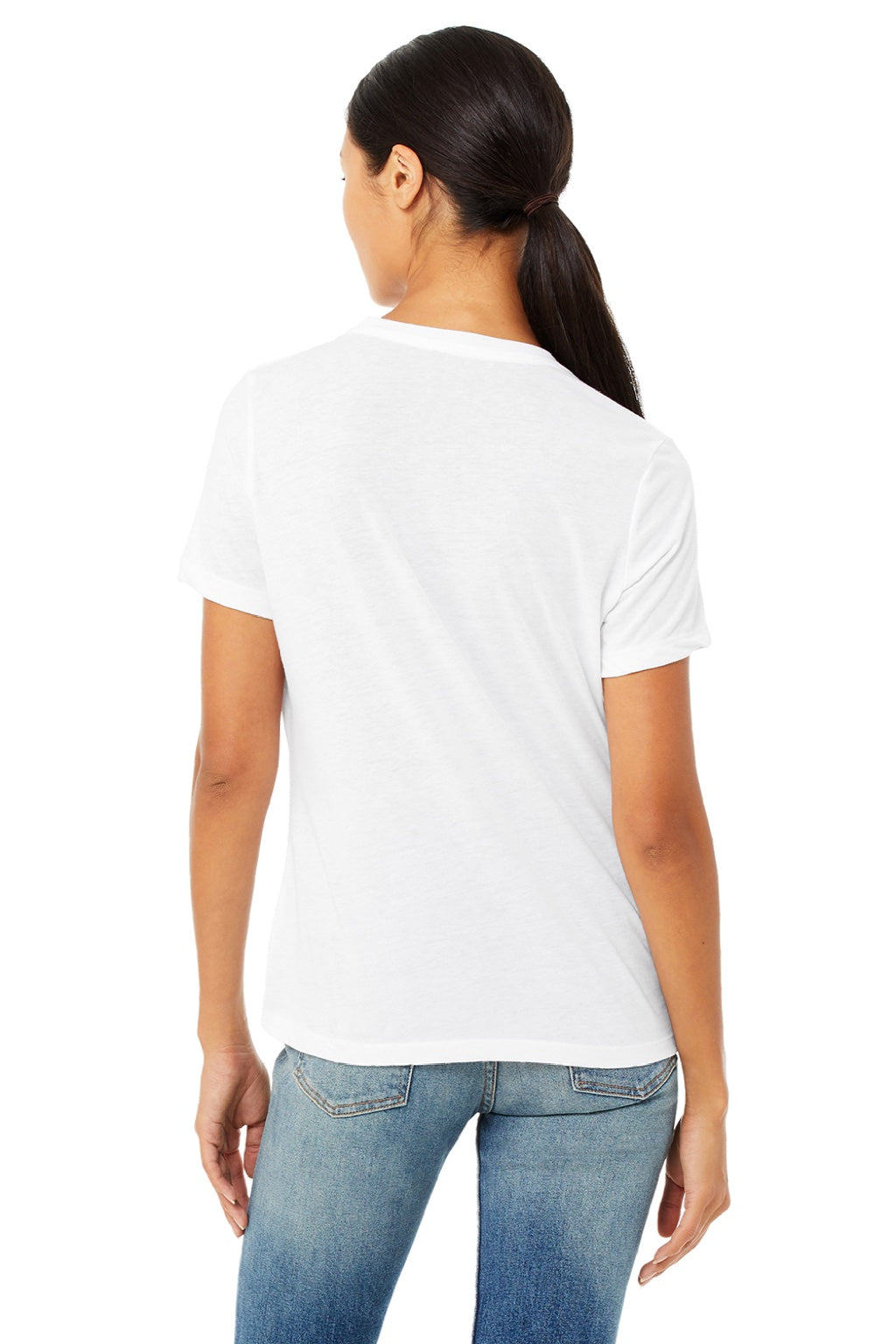 Bella + Canvas BC6413/6413 Womens Short Sleeve Crewneck T-Shirt Solid White Model Back