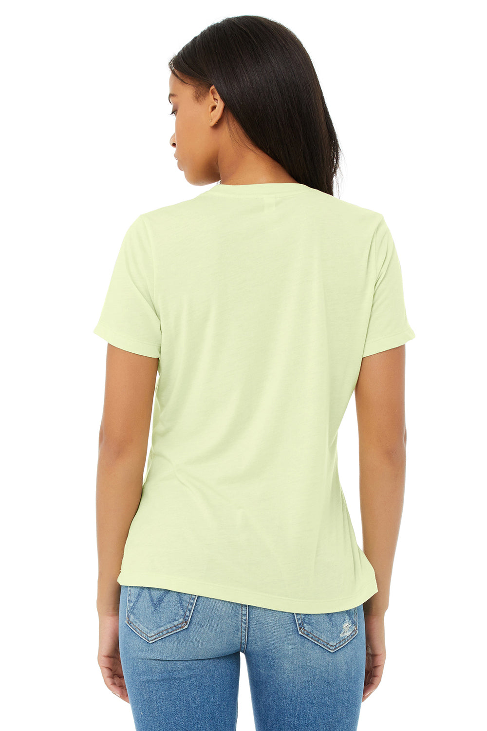 Bella + Canvas BC6413 Womens Short Sleeve Crewneck T-Shirt Spring Green Model Back