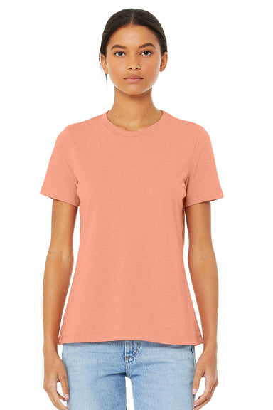 Bella + Canvas BC6413 Womens Short Sleeve Crewneck T-Shirt Sunset Orange Model Front