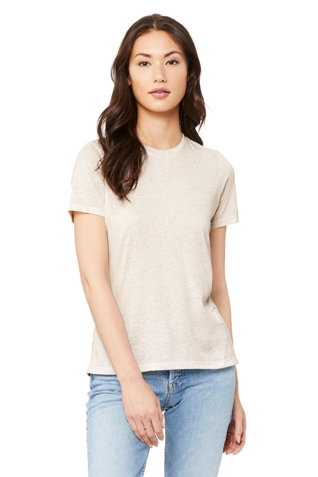 Bella + Canvas BC6413/6413 Womens Short Sleeve Crewneck T-Shirt Oatmeal Model Front