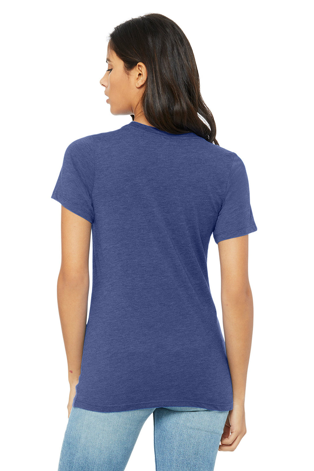 Bella + Canvas BC6413 Womens Short Sleeve Crewneck T-Shirt True Royal Blue Model Back