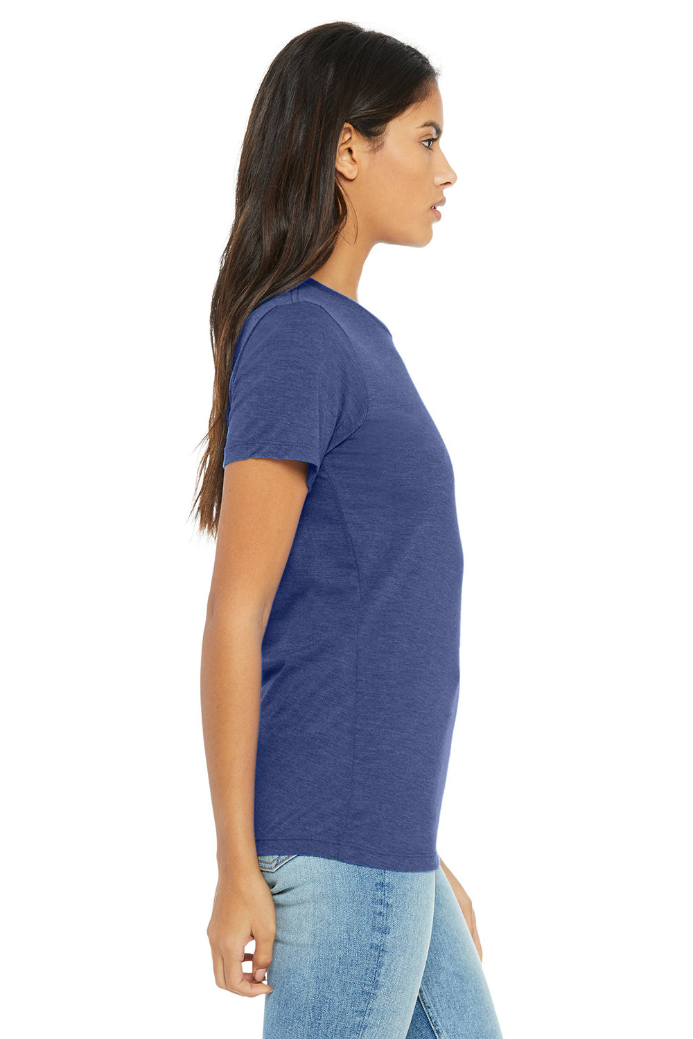 Bella + Canvas BC6413 Womens Short Sleeve Crewneck T-Shirt True Royal Blue Model Side