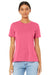 Bella + Canvas BC6413 Womens Short Sleeve Crewneck T-Shirt Charity Pink Model Front