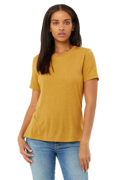 Bella + Canvas BC6413 Womens Short Sleeve Crewneck T-Shirt Mustard Yellow Model Front