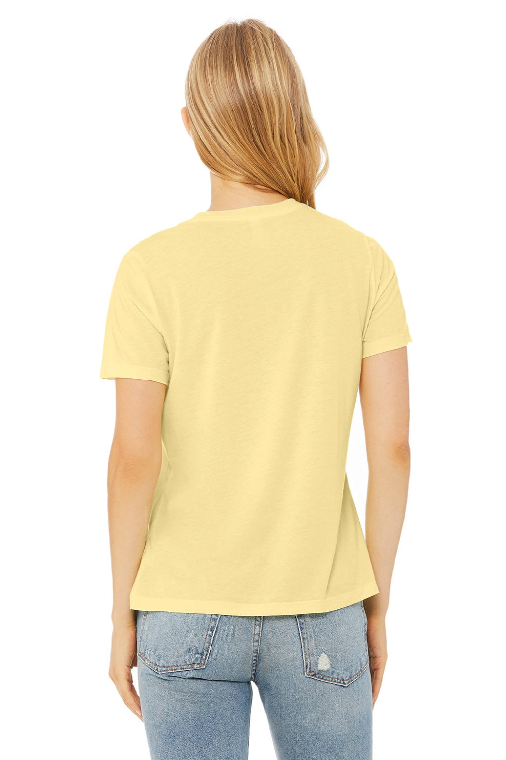 Bella + Canvas BC6413/6413 Womens Short Sleeve Crewneck T-Shirt Pale Yellow Model Back