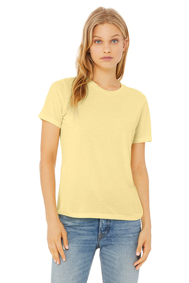 Bella + Canvas BC6413 Womens Short Sleeve Crewneck T-Shirt Pale Yellow Model Front