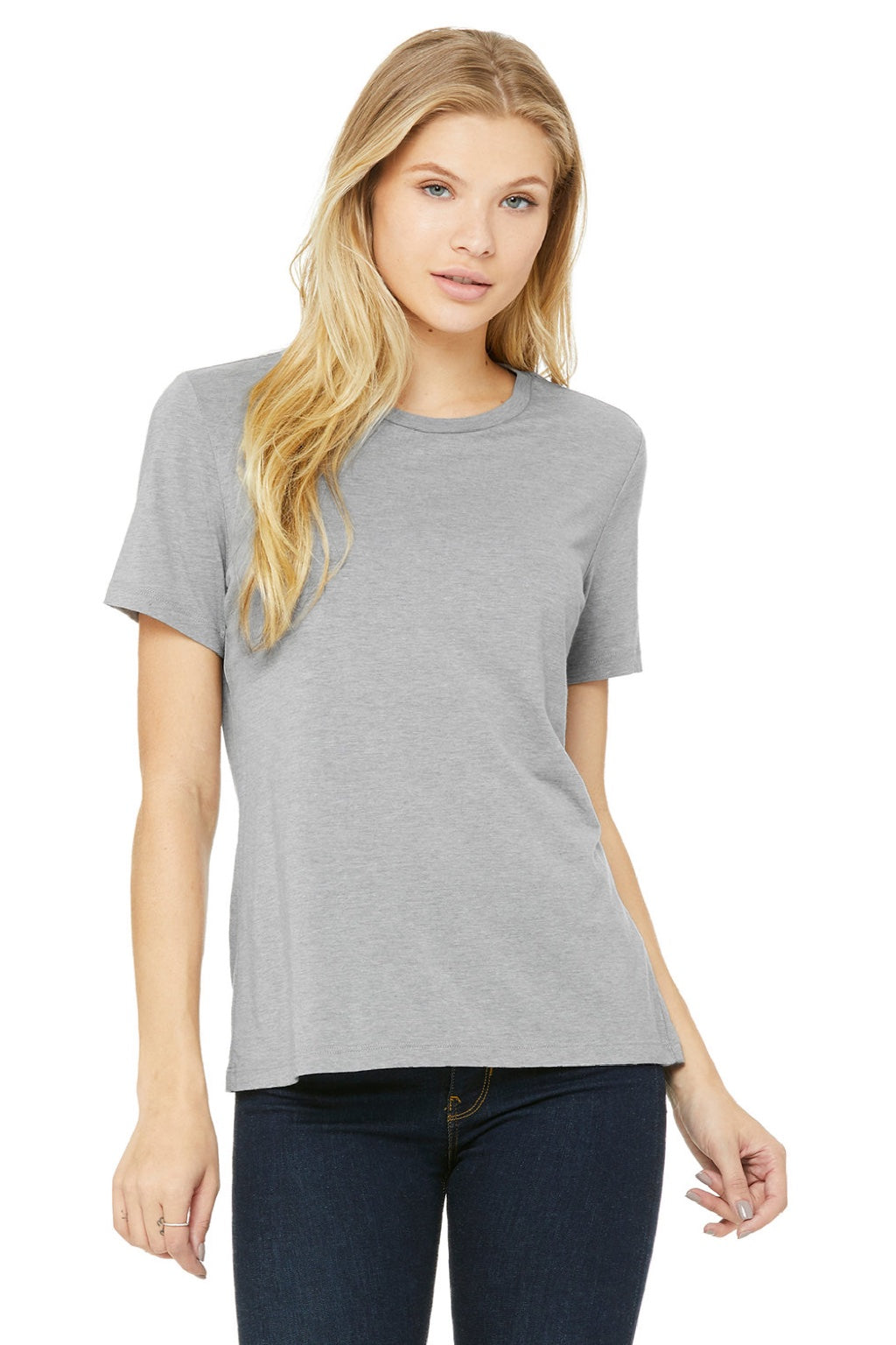 Bella + Canvas BC6413/6413 Womens Short Sleeve Crewneck T-Shirt Athletic Grey Model Front