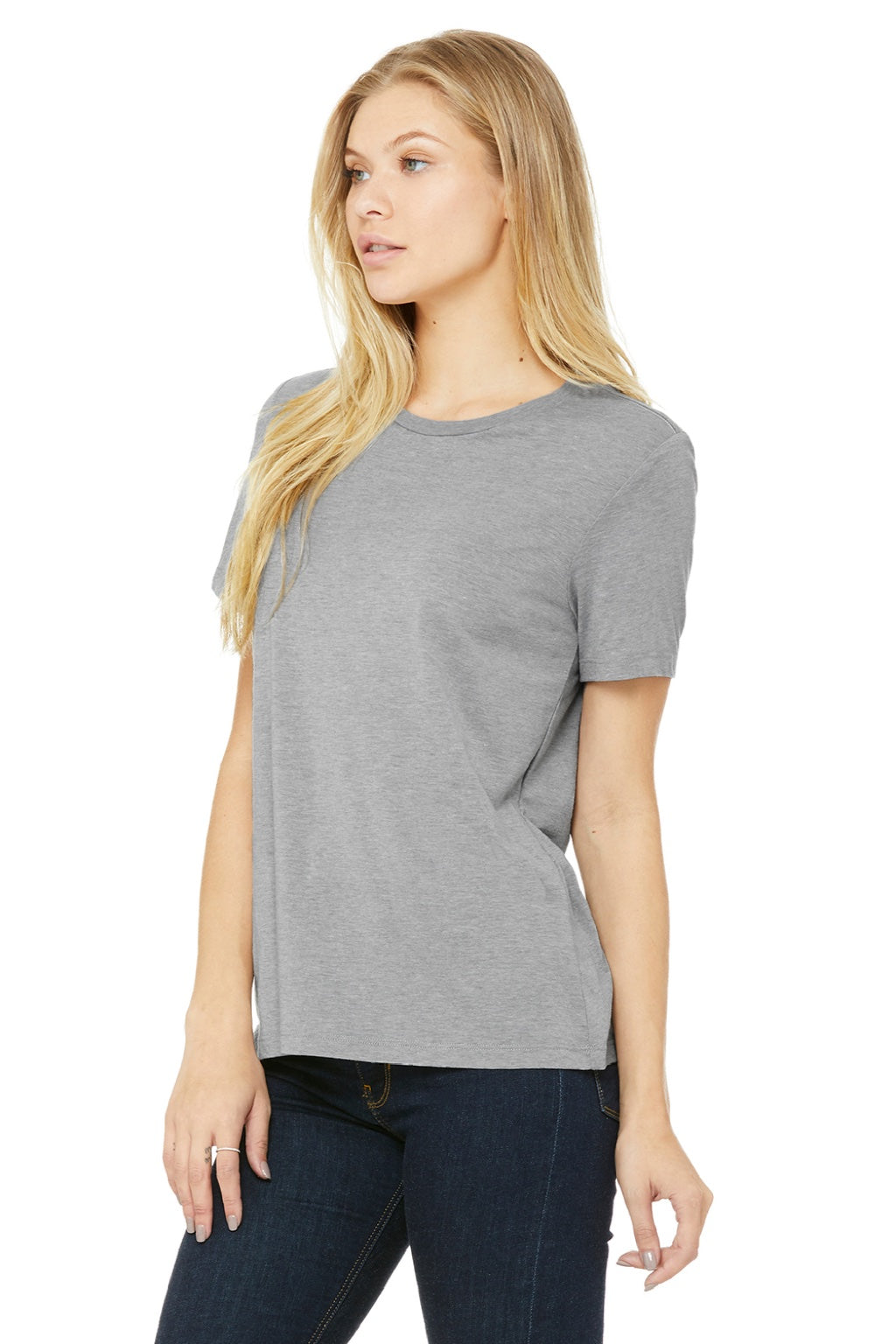 Bella + Canvas BC6413/6413 Womens Short Sleeve Crewneck T-Shirt Athletic Grey Model 3Q