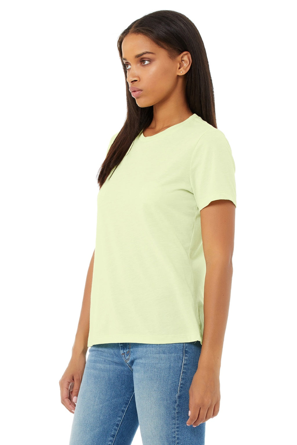 Bella + Canvas BC6413/6413 Womens Short Sleeve Crewneck T-Shirt Spring Green Model 3Q