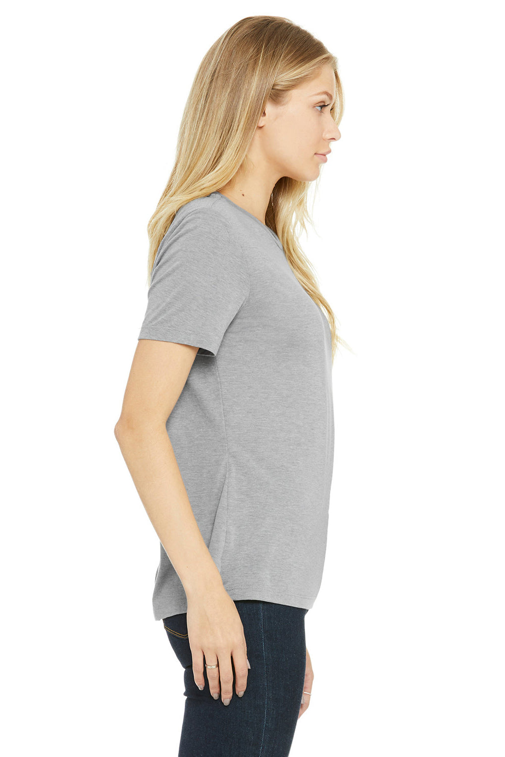 Bella + Canvas BC6413 Womens Short Sleeve Crewneck T-Shirt Athletic Grey Model Side