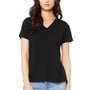 Bella + Canvas Womens Short Sleeve V-Neck T-Shirt - Solid Black