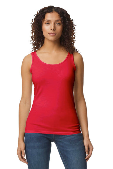 Gildan 64200L Womens Softstyle Tank Top Cherry Red Model Front