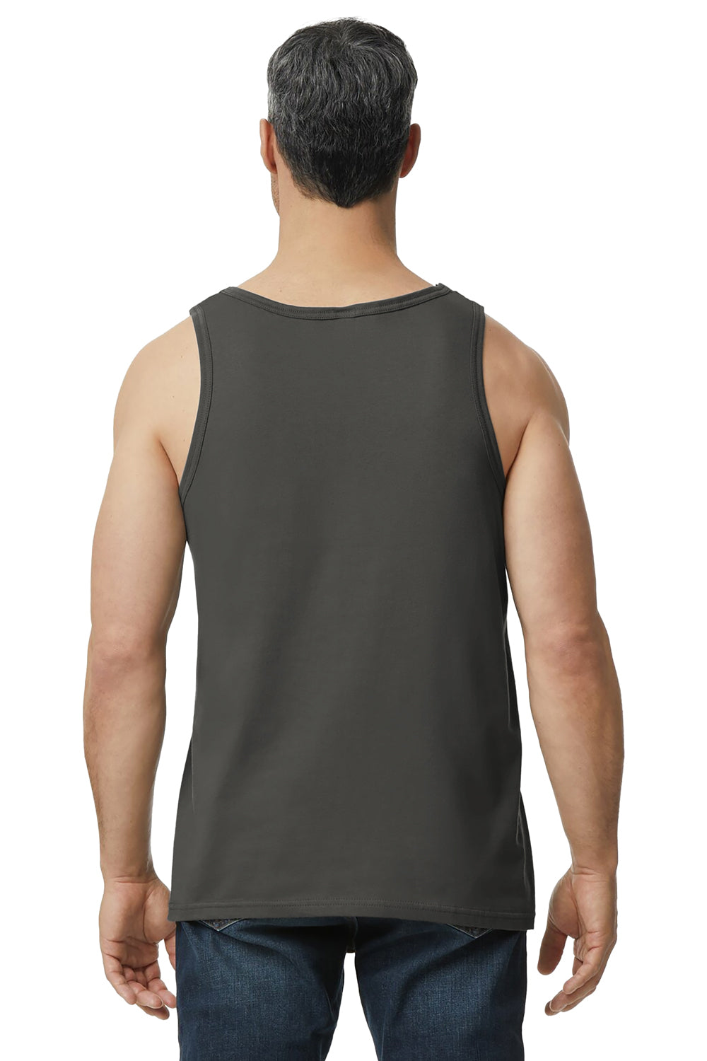 Gildan 64200 Mens Softstyle Tank Top Charcoal Grey Model Back