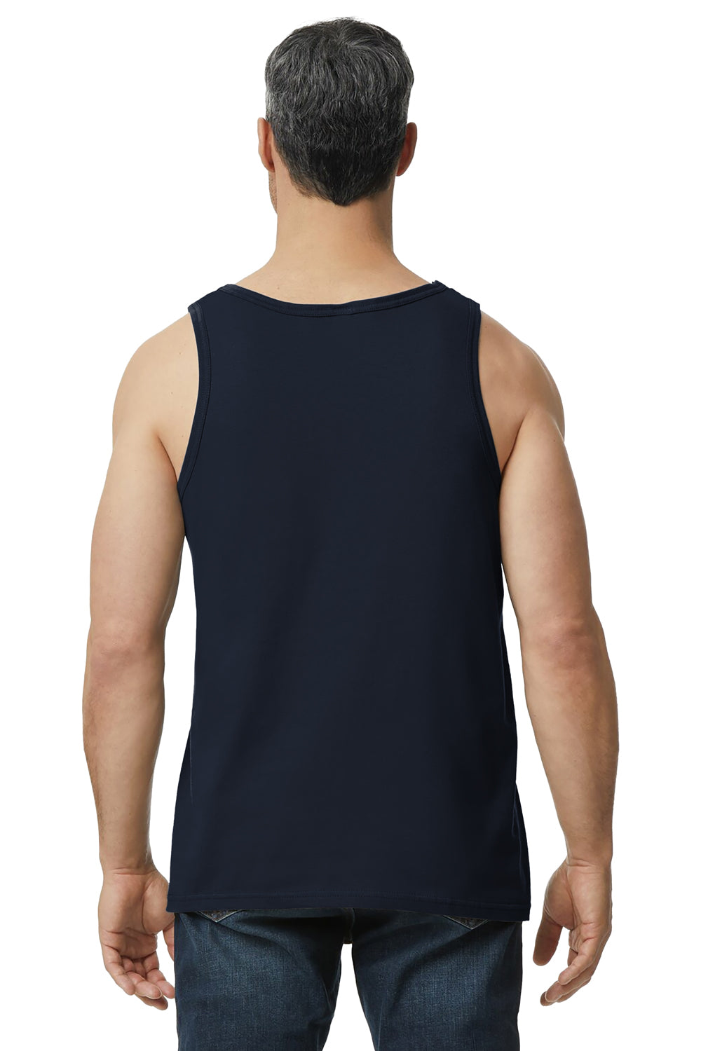 Gildan 64200 Mens Softstyle Tank Top Navy Blue Model Back