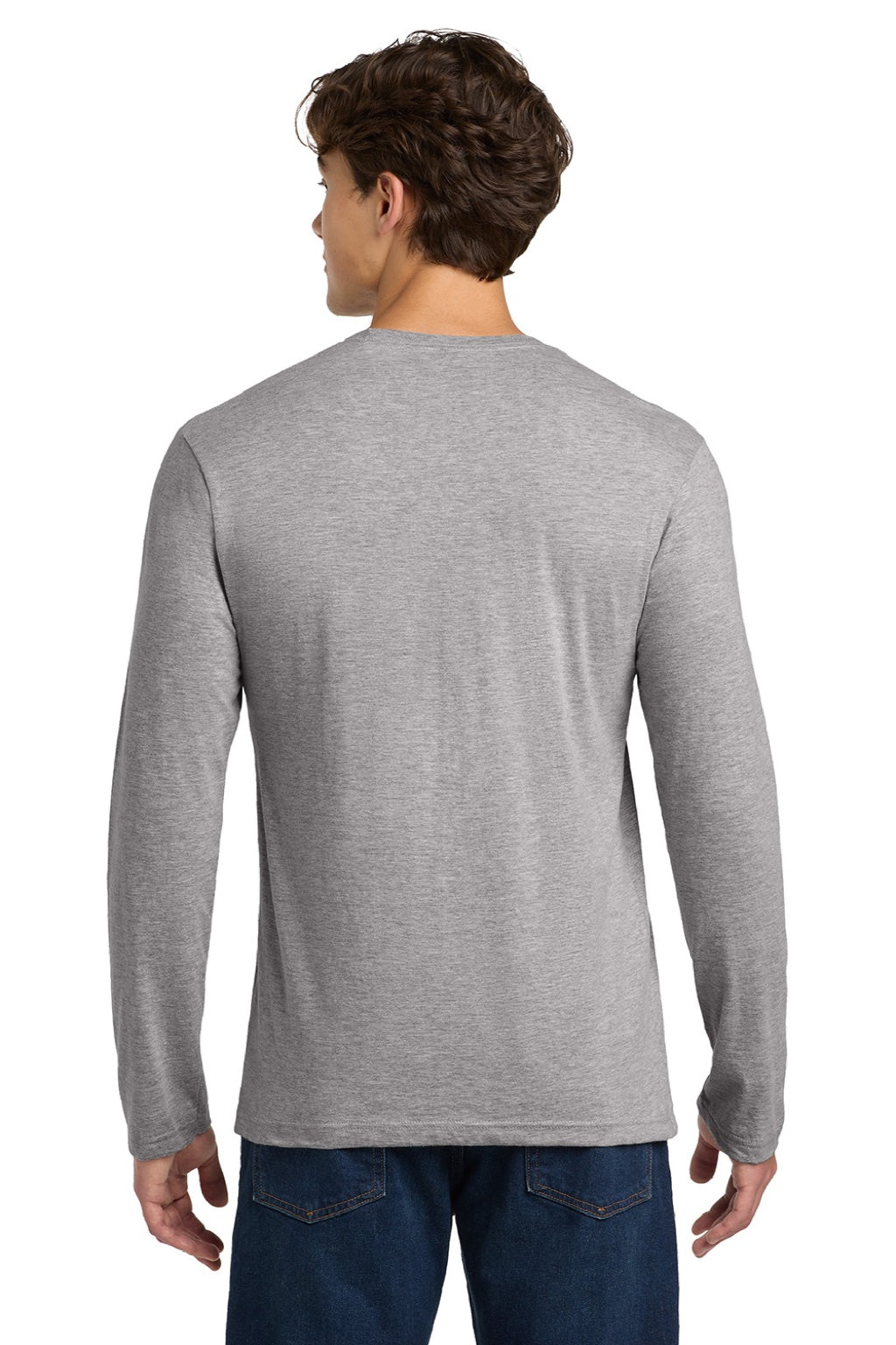 Gildan 64400 Mens Softstyle Long Sleeve Crewneck T-Shirt Sport Grey Model Back