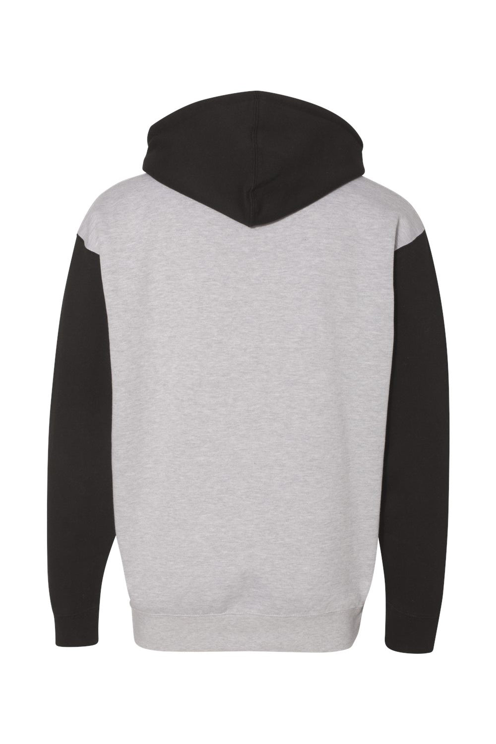 Independent Trading Company IND4000 Mens Hooded Sweatshirt Hoodie w/ Pouch Pocket Heather Grey/Black Flat Back