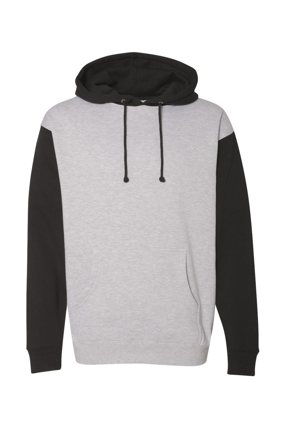 Independent Trading Co. IND4000 Mens Hooded Sweatshirt Hoodie Heather Grey/Black Flat Front