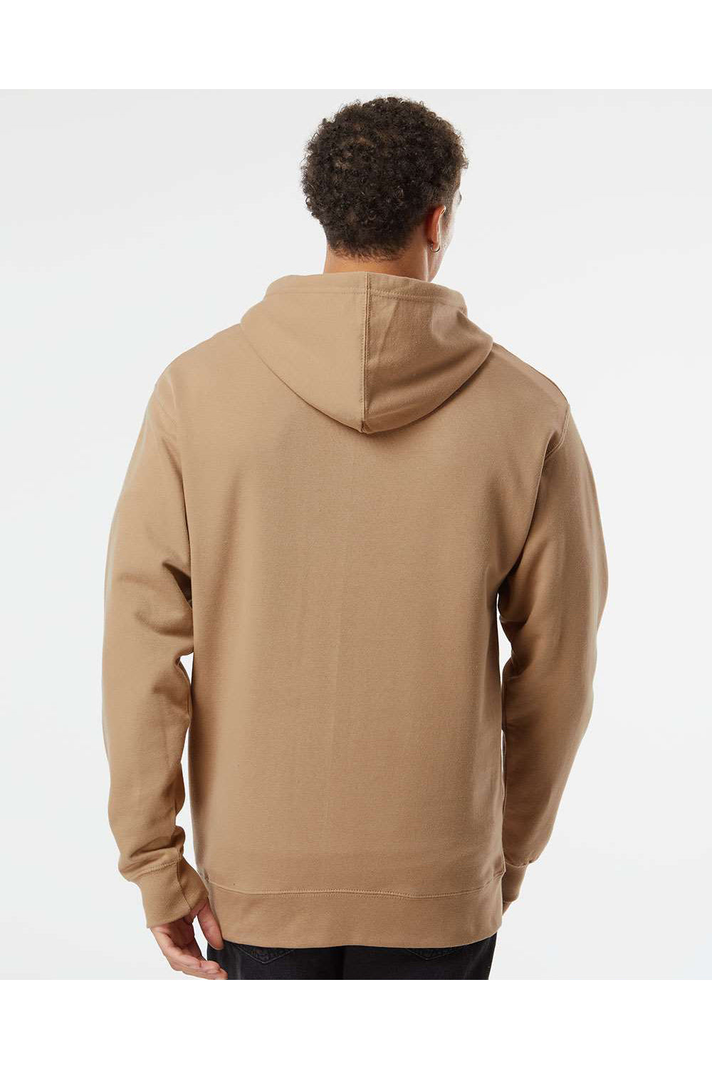 Independent Trading Co. SS4500 Mens Hooded Sweatshirt Hoodie Sandstone Brown Model Back