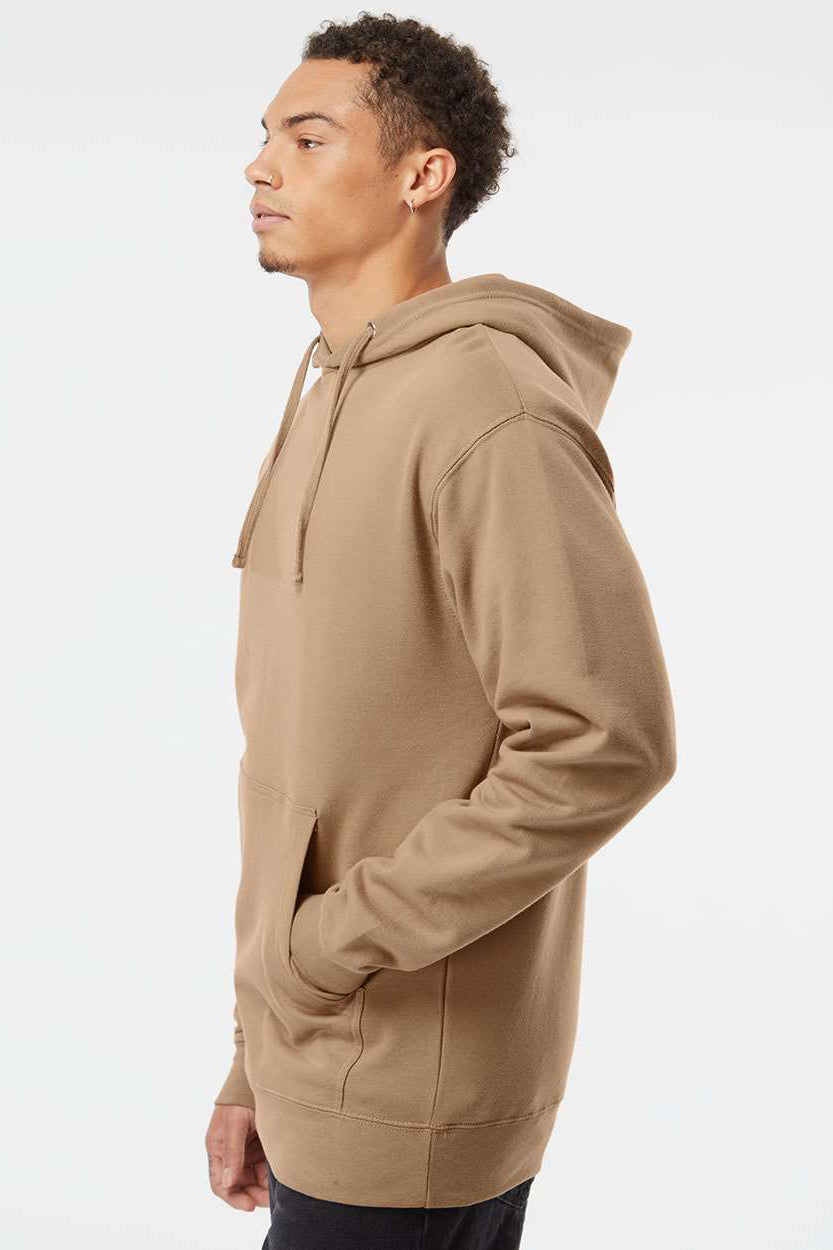 Independent Trading Company SS4500 Mens Hooded Sweatshirt Hoodie w/ Pouch Pocket Sandstone Brown Model Side