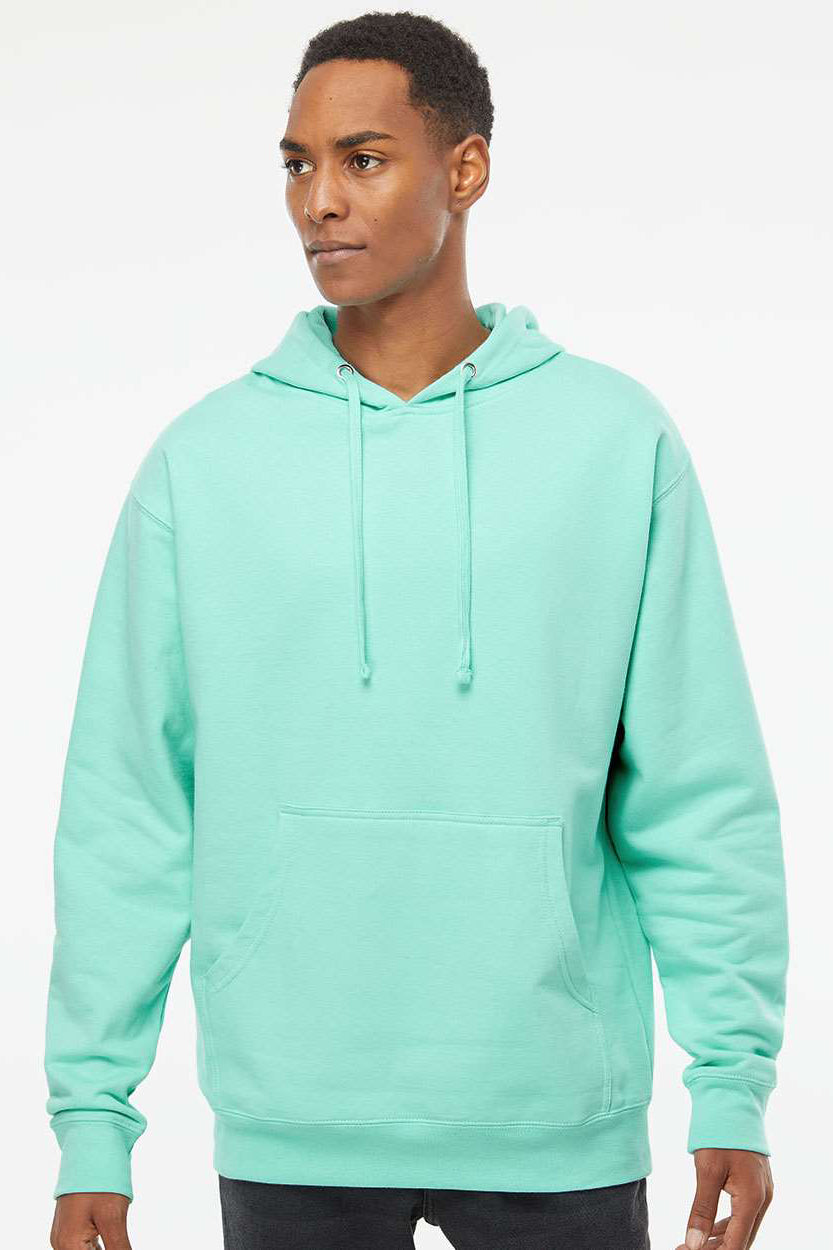 Independent Trading Company SS4500 Mens Hooded Sweatshirt Hoodie w/ Pouch Pocket Mint Green Model Front
