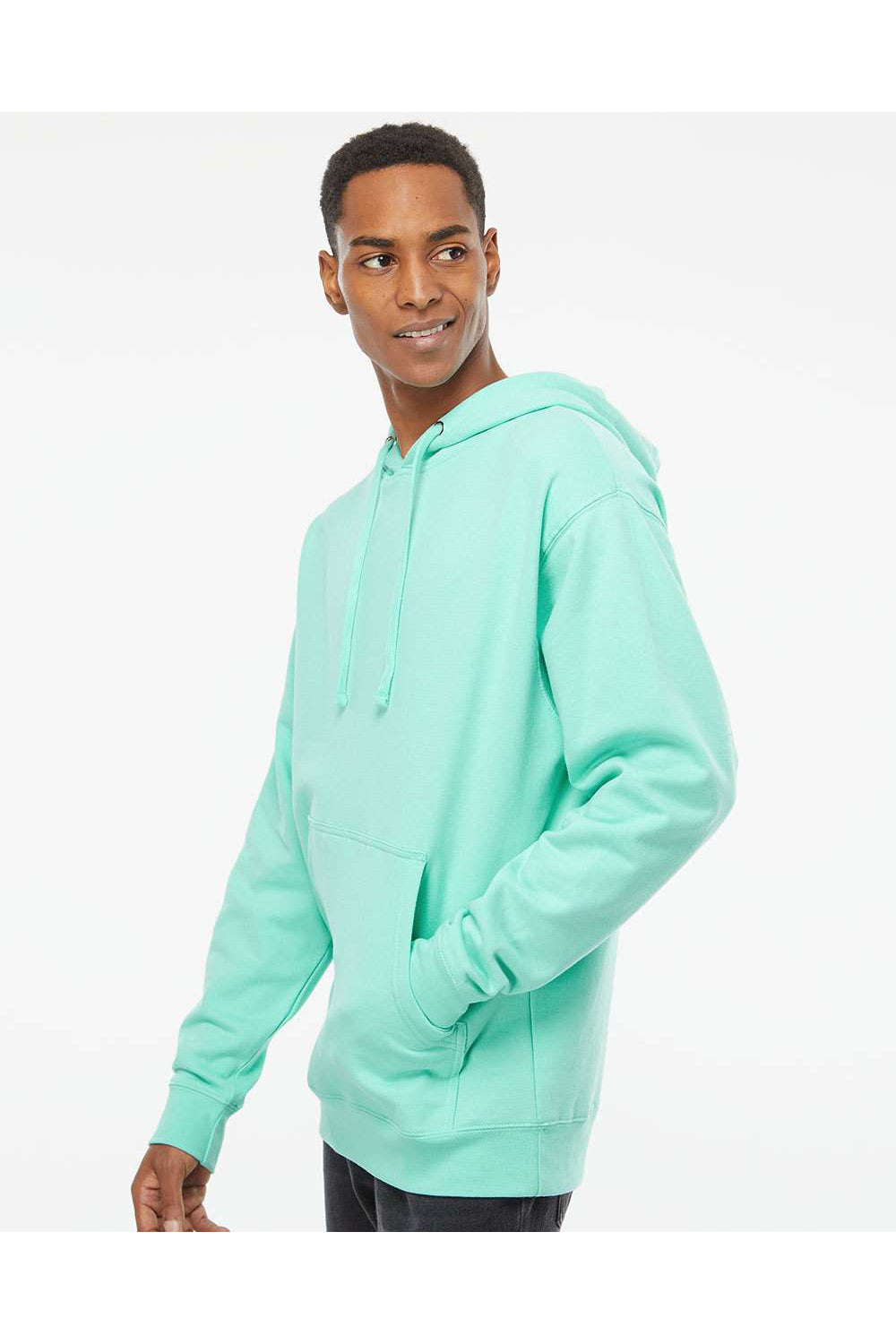 Independent Trading Co. SS4500 Mens Hooded Sweatshirt Hoodie Mint Green Model Side