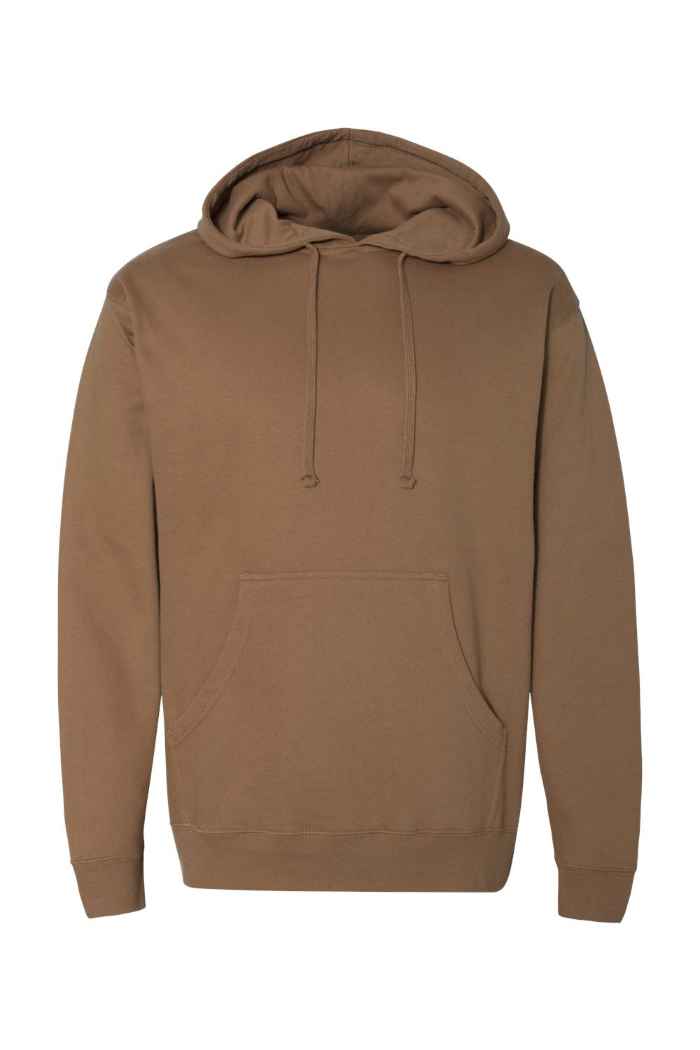 Independent Trading Company SS4500 Mens Hooded Sweatshirt Hoodie w/ Pouch Pocket Saddle Brown Flat Front