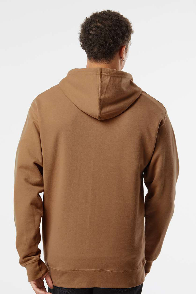 Independent Trading Company SS4500 Mens Hooded Sweatshirt Hoodie w/ Pouch Pocket Saddle Brown Model Back