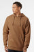 Independent Trading Company SS4500 Mens Hooded Sweatshirt Hoodie w/ Pouch Pocket Saddle Brown Model Front