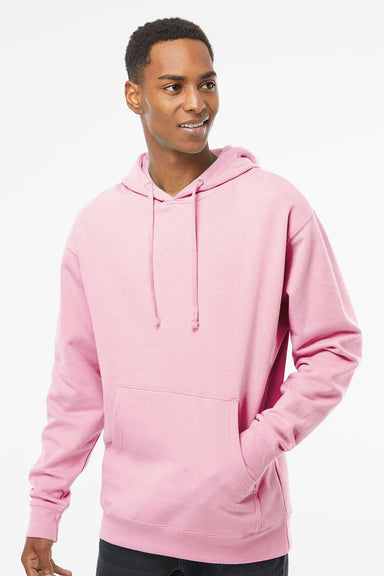 Independent Trading Company SS4500 Mens Hooded Sweatshirt Hoodie w/ Pouch Pocket Light Pink Model Front