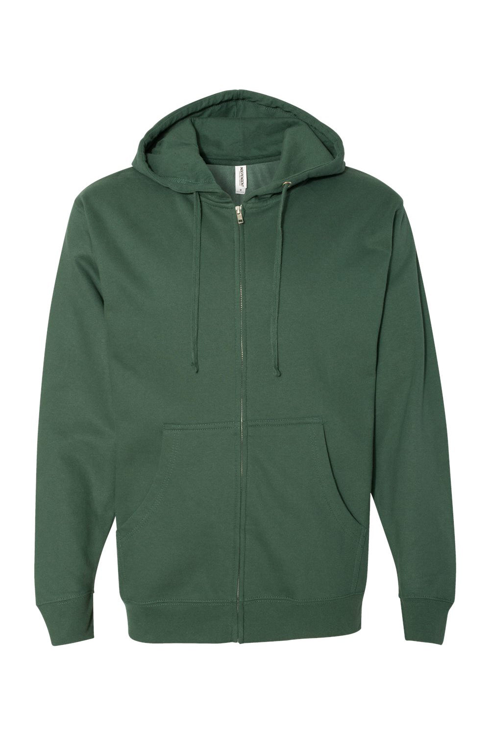 Independent Trading Company SS4500Z Mens Full Zip Hooded Sweatshirt Hoodie w/ Pockets Alpine Green Flat Front