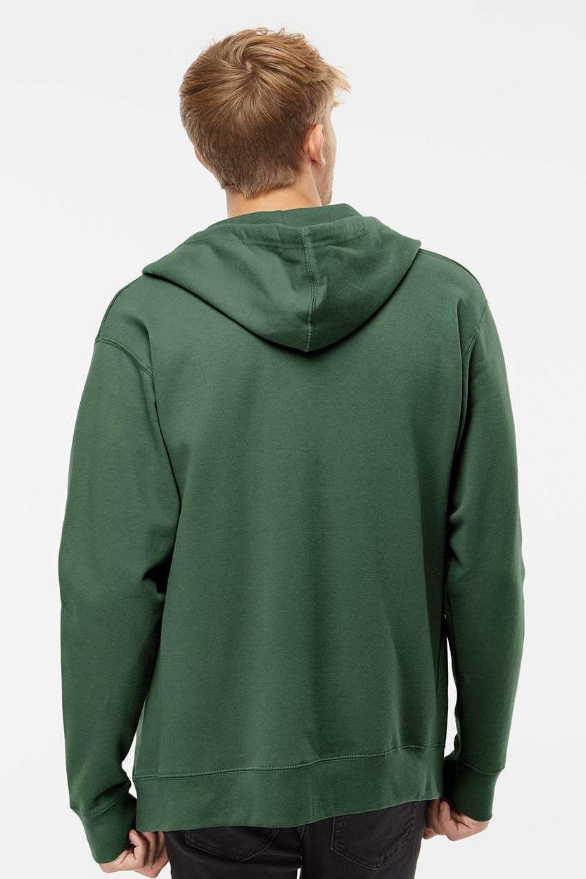 Independent Trading Company SS4500Z Mens Full Zip Hooded Sweatshirt Hoodie w/ Pockets Alpine Green Model Back