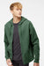 Independent Trading Company SS4500Z Mens Full Zip Hooded Sweatshirt Hoodie w/ Pockets Alpine Green Model Front