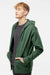 Independent Trading Company SS4500Z Mens Full Zip Hooded Sweatshirt Hoodie w/ Pockets Alpine Green Model Side