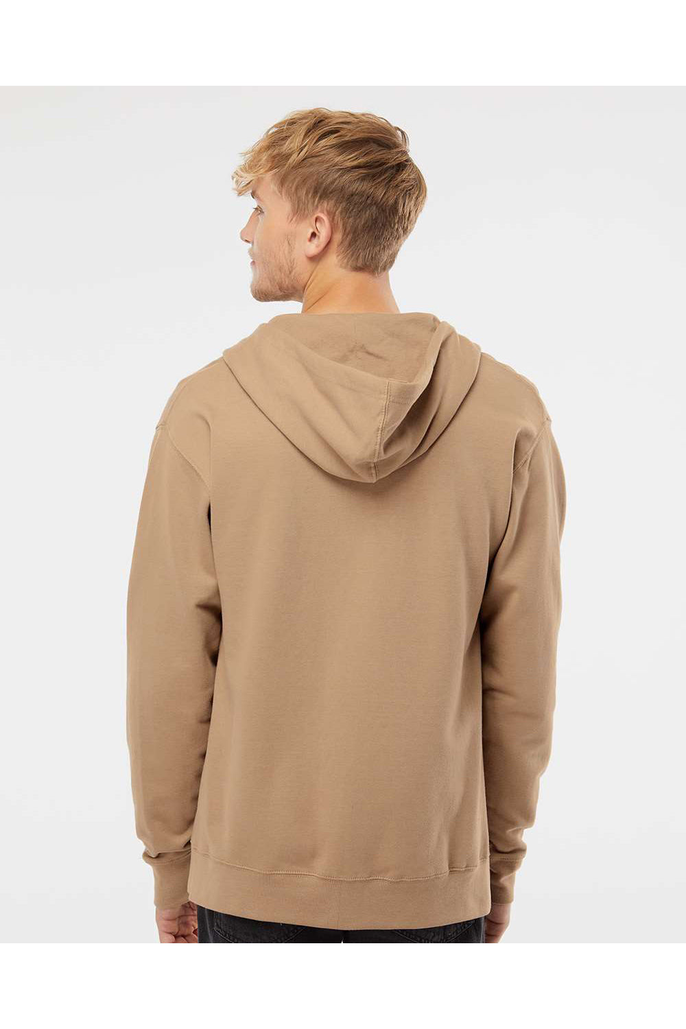 Independent Trading Co. SS4500Z Mens Full Zip Hooded Sweatshirt Hoodie Sandstone Brown Model Back