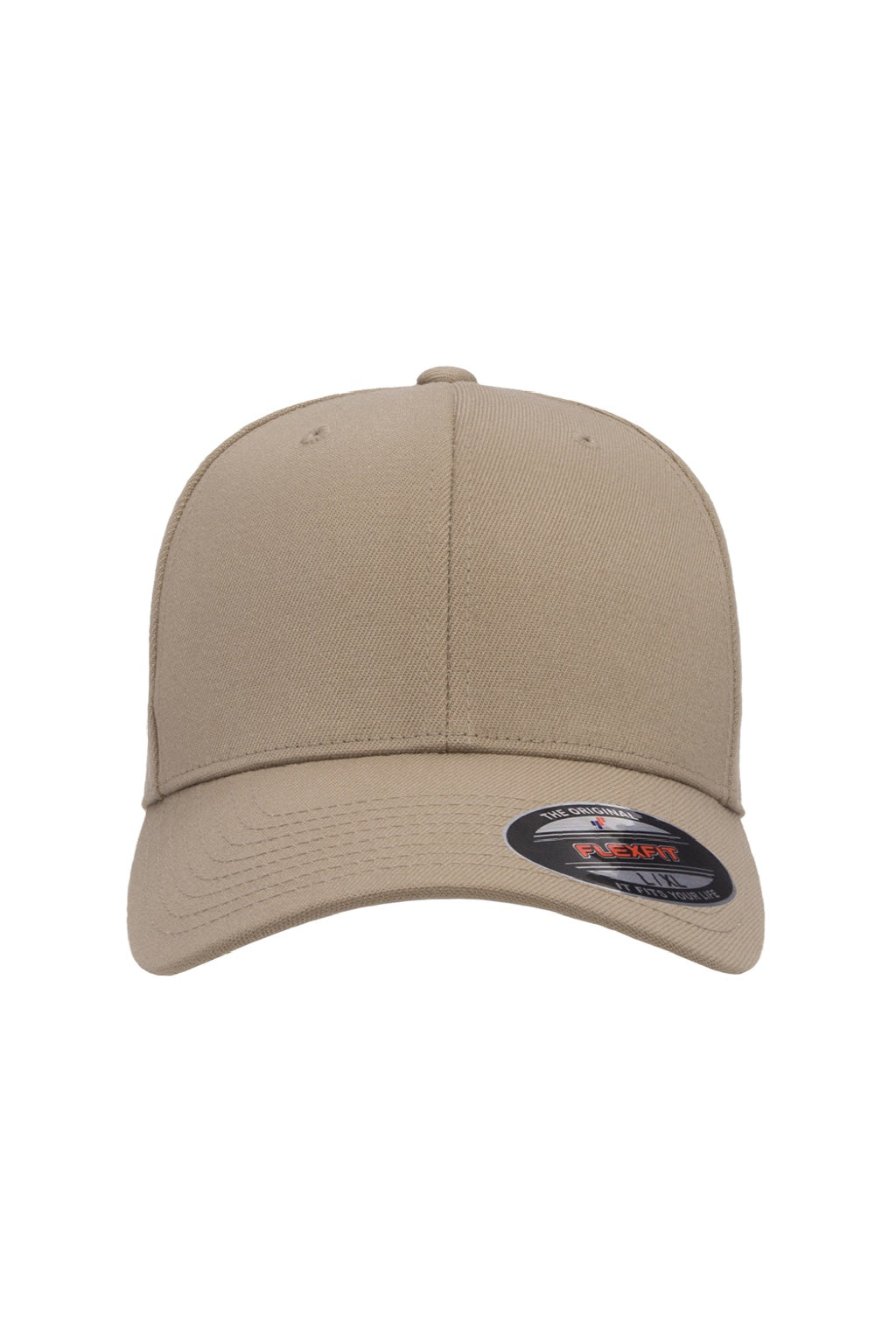 Flexfit Hats 6477 Mens Stretch Fit Hat Khaki Brown Flat Front