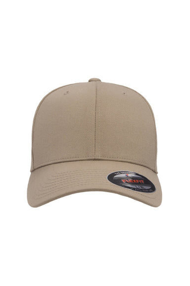 Flexfit Hats 6477 Mens Stretch Fit Hat Khaki Brown Flat Front