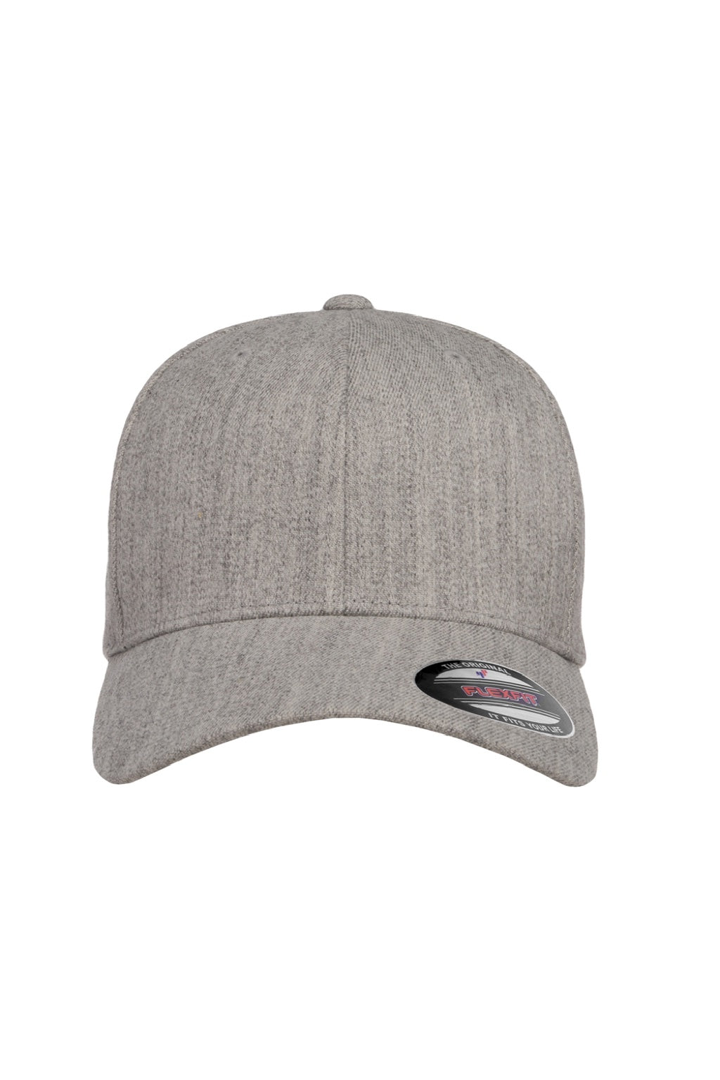 Flexfit Hats 6477 Mens Stretch Fit Hat Heather Grey Flat Front