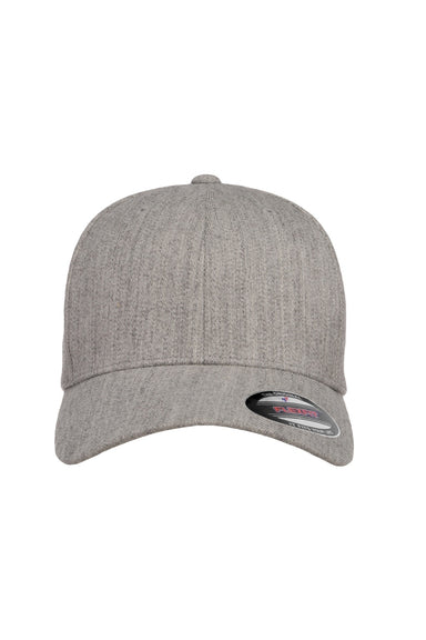 Flexfit Hats 6477 Mens Stretch Fit Hat Heather Grey Flat Front