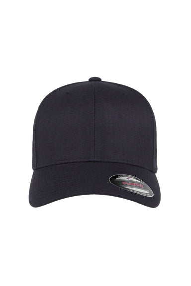 Flexfit Hats 6477 Mens Stretch Fit Hat Navy Blue Flat Front