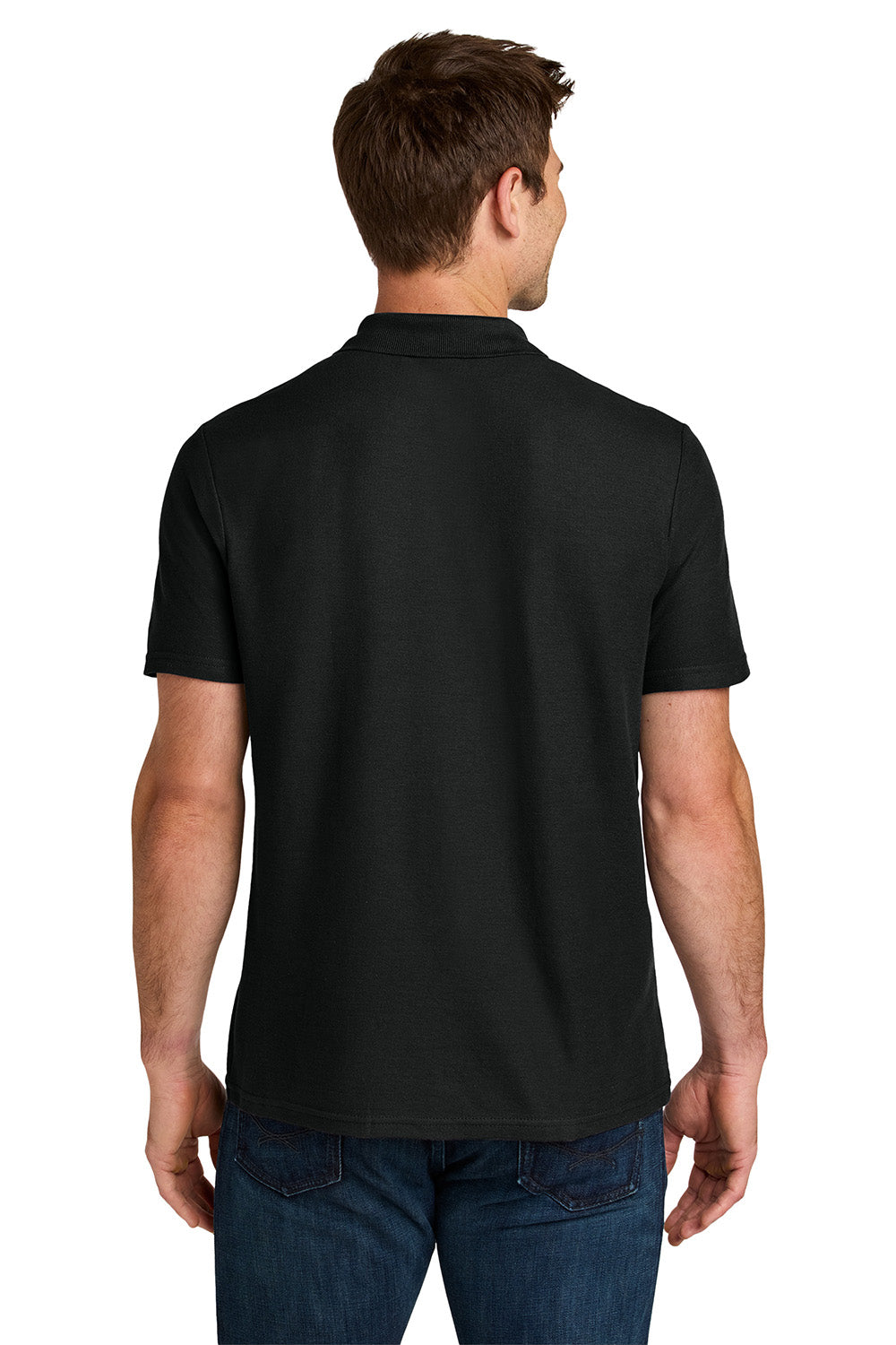 Gildan 64800 Mens Softstyle Pique Short Sleeve Polo Shirt Black Model Back