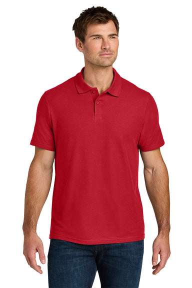 Gildan 64800 Mens Softstyle Pique Short Sleeve Polo Shirt Red Model Front