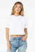 Bella + Canvas 6482 Womens Jersey Cropped Short Sleeve Crewneck T-Shirt White Model Front