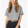 Bella + Canvas Womens Jersey Cropped Short Sleeve Crewneck T-Shirt - Heather Grey